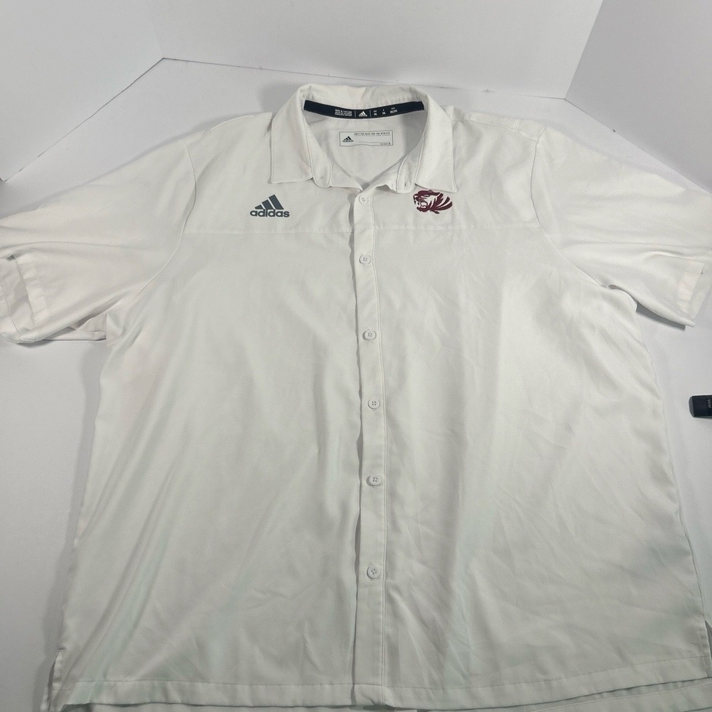 Adidas Polo Shirt Mens Size 2XL White w/ maroon Tigers Logo Athletic Fanwear - Picture 3 of 15